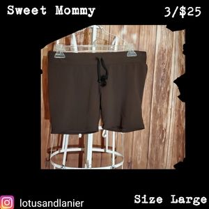 Sweet Mommy Maternity Brown Workout Shorts Sz L 3/$25